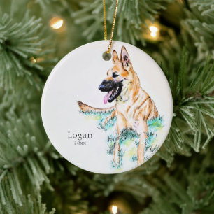 German Shepherd Belgium Malinois Dog Pet Foto Keramik Ornament
