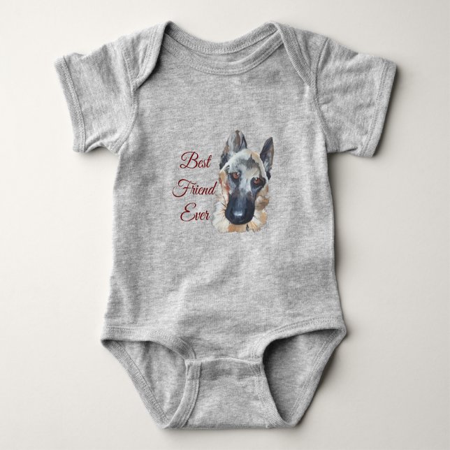 German Shepherd Best Friend Baby Strampler (Vorderseite)