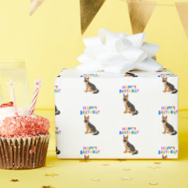 German Shepherd Birthday Geschenkpapier