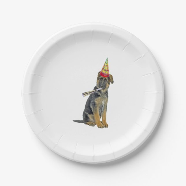 German Shepherd Birthday Pappteller (Vorderseite)