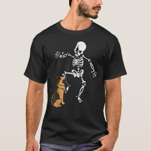 German Shepherd Biting Skeleton Leg Halloween T-Shirt