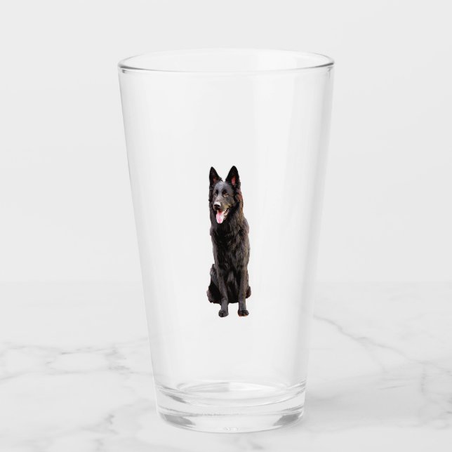 German Shepherd Black Dog Glas (Vorderseite)