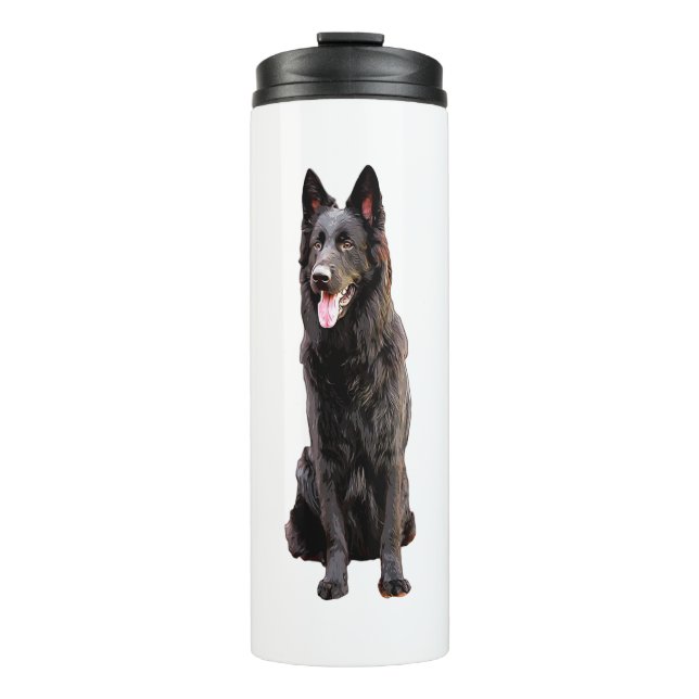 German Shepherd Black Dog Thermosbecher (Vorderseite)