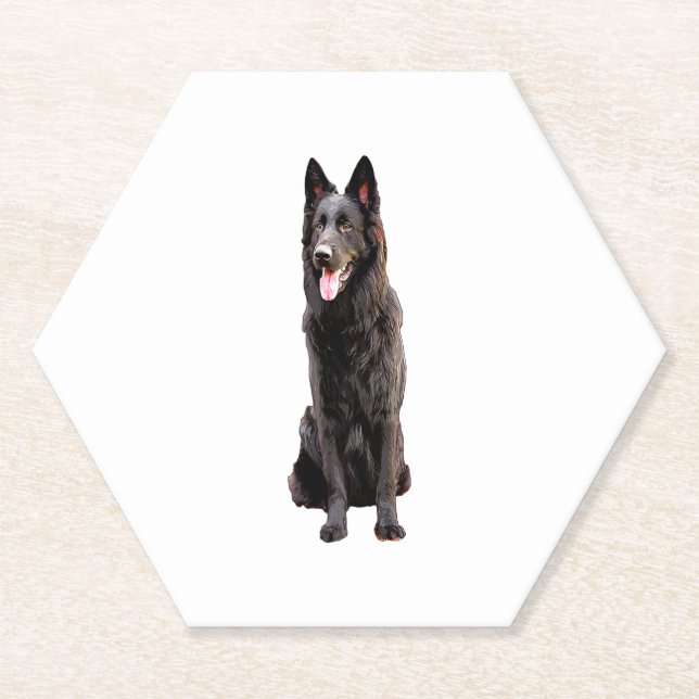 German Shepherd Black Dog Untersetzer (Vorderseite)