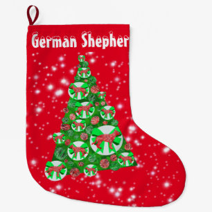 German Shepherd Christmas Big Tree Decoration Red Großer Weihnachtsstrumpf