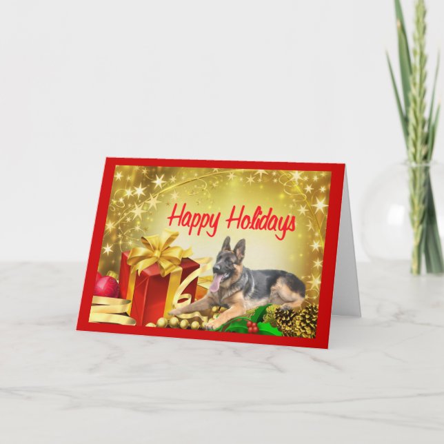 German Shepherd Christmas Card Geschenk Feiertagskarte (Vorderseite)
