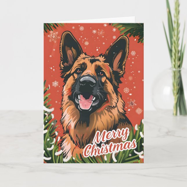 German Shepherd Christmas Feiertagskarte (Vorderseite)