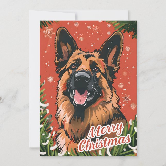 German Shepherd Christmas Feiertagskarte (Vorderseite)