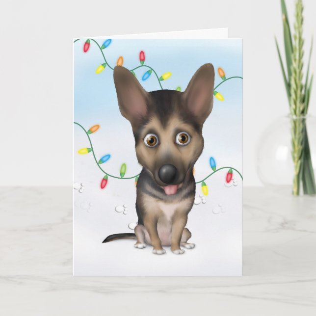 German Shepherd Christmas Feiertagskarte (Vorderseite)
