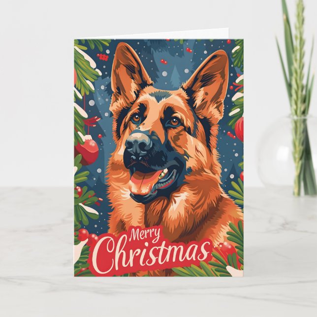 German Shepherd Christmas Feiertagskarte (Vorderseite)