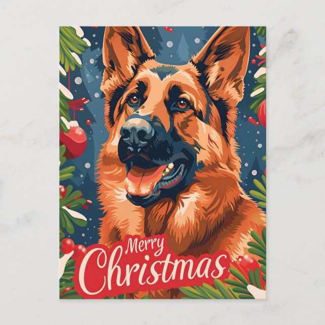 German Shepherd Christmas Feiertagspostkarte (Vorderseite)