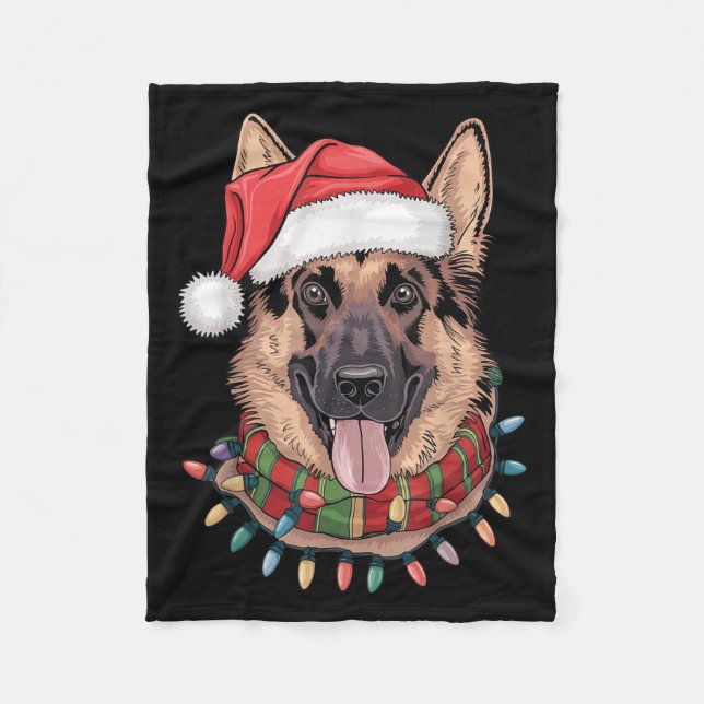 German Shepherd Christmas Fleecedecke (Vorderseite)