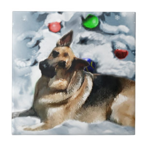 German Shepherd Christmas Fliese