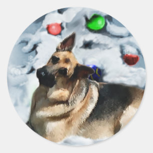 German Shepherd Christmas Geschenke Runder Aufkleber