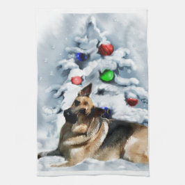 German Shepherd Christmas Handtuch