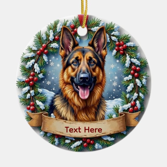 German Shepherd Christmas Keramik Ornament (Vorne)