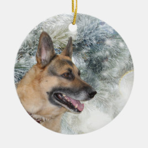 German Shepherd Christmas Keramik Ornament