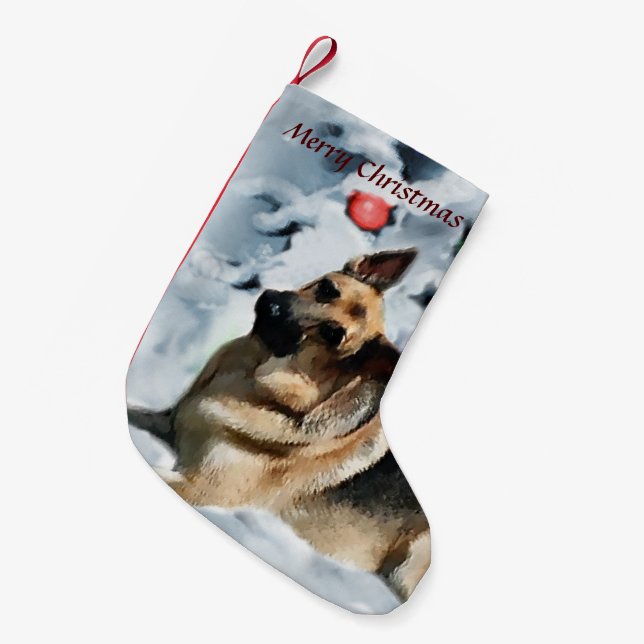 German Shepherd Christmas Kleiner Weihnachtsstrumpf (Vorderansicht (hängend))