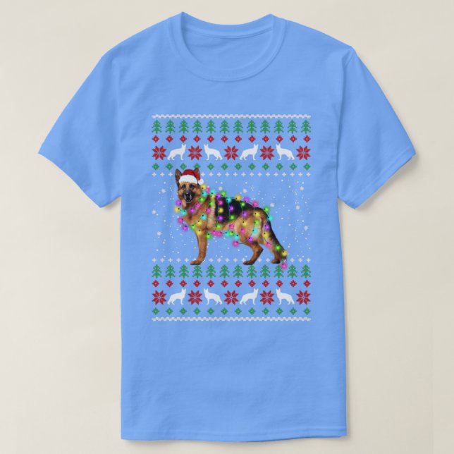 German Shepherd Christmas Lights T-Shirt (Design vorne)