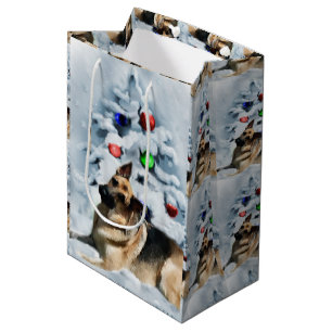 German Shepherd Christmas Mittlere Geschenktüte