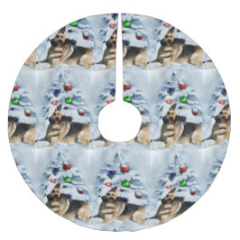 German Shepherd Christmas Polyester Weihnachtsbaumdecke