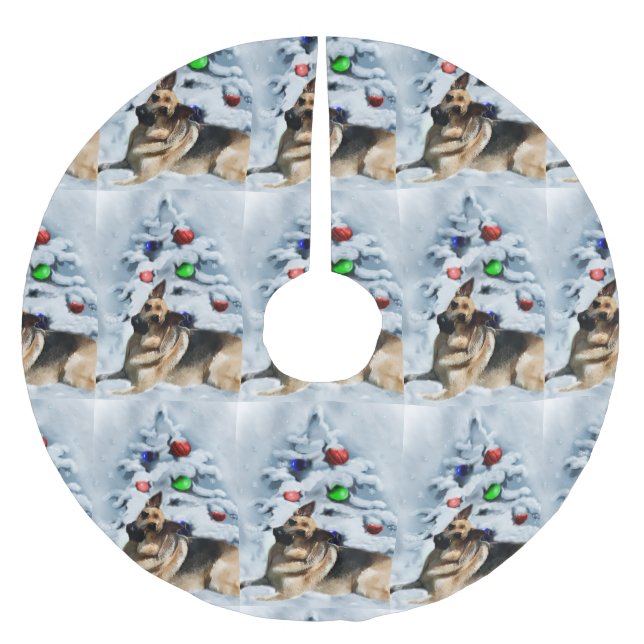 German Shepherd Christmas Polyester Weihnachtsbaumdecke (Vorderseite)