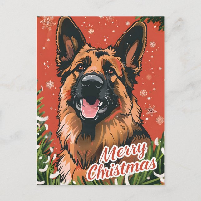 German Shepherd Christmas Postkarte (Vorderseite)