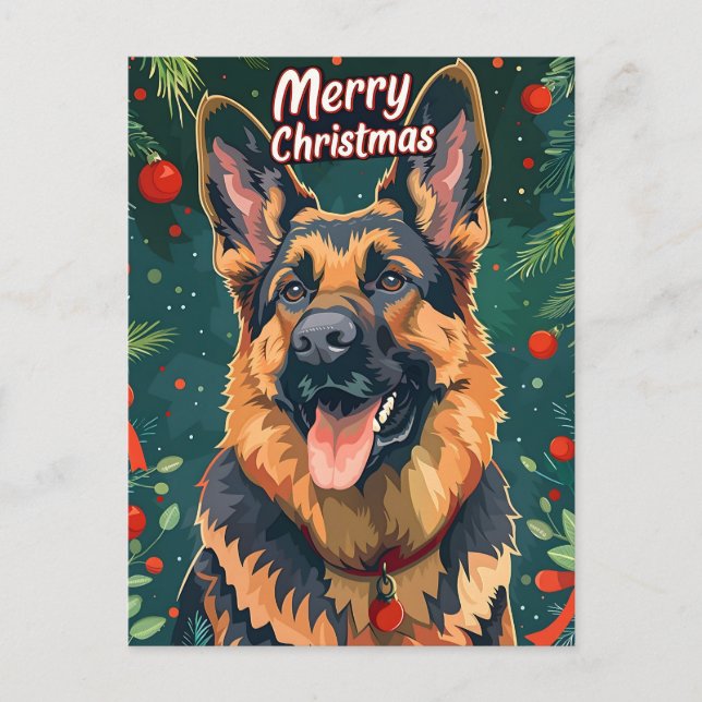 German Shepherd Christmas Postkarte (Vorderseite)