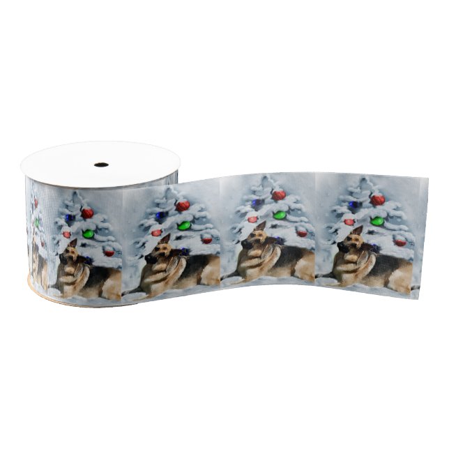 German Shepherd Christmas Ripsband (Spule)