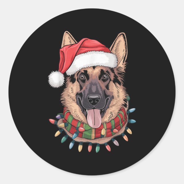 German Shepherd Christmas Runder Aufkleber (Vorderseite)