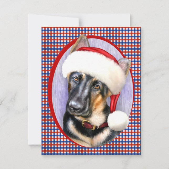 German Shepherd Christmas Santa Pup Einladung (Vorderseite)