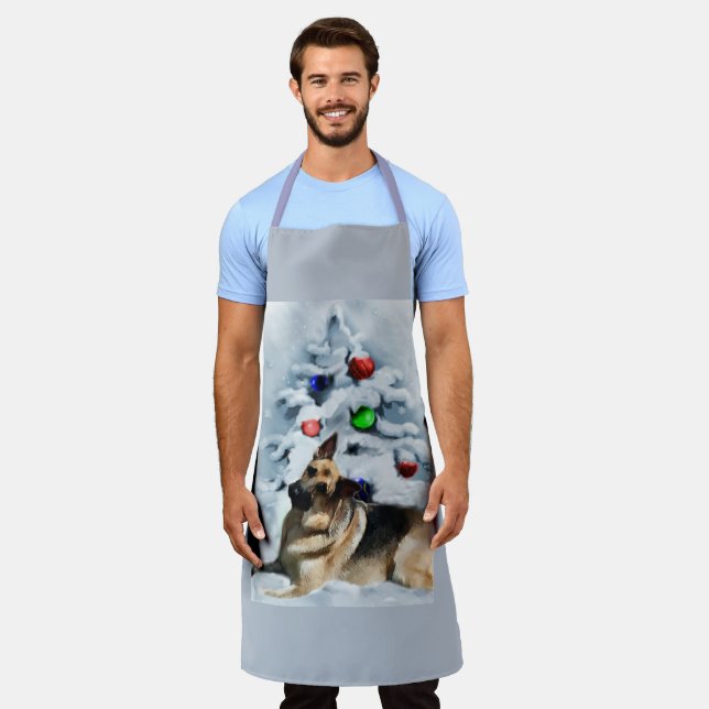 German Shepherd Christmas Schürze (Getragen)