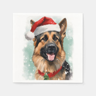 German Shepherd Christmas Serviette