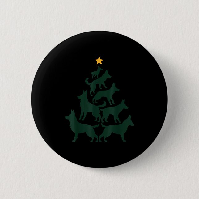 German Shepherd Christmas Tree Funny Gsd Dog Mom D Button (Vorderseite)