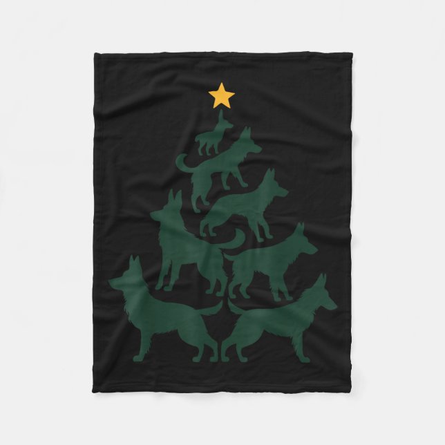 German Shepherd Christmas Tree Funny Gsd Dog Mom D Fleecedecke (Vorderseite)