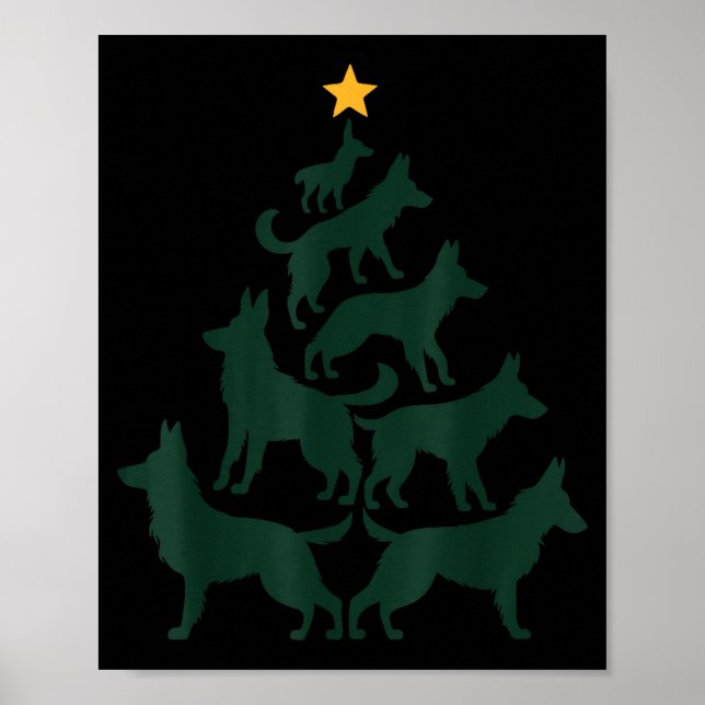 German Shepherd Christmas Tree Funny Gsd Dog Mom D Poster (Vorne)