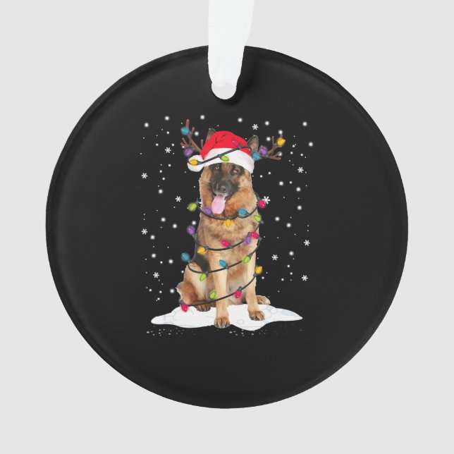 German Shepherd Christmas Tree Light Pajama Dog Ornament (Vorderseite)