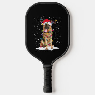 German Shepherd Christmas Tree Light Pajama Dog Pickleball Schläger