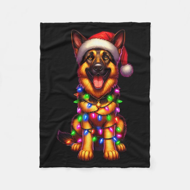 German Shepherd Christmas Tree Lights Xmas Pajama  Fleecedecke (Vorderseite)