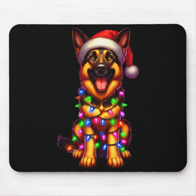 German Shepherd Christmas Tree Lights Xmas Pajama  Mousepad (Vorne)