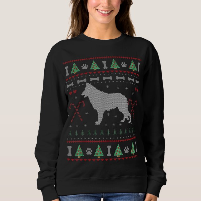 German Shepherd Christmas Ugly Sweater Funny Dog L Sweatshirt (Vorderseite)