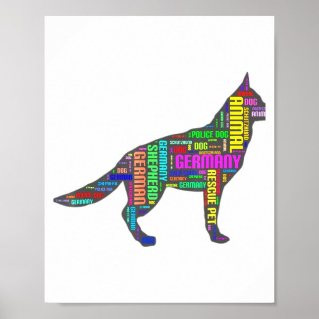 German Shepherd Cloud Tygraphy  Poster (Vorne)