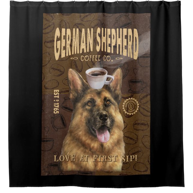 German Shepherd Coffee Company Canvas Duschvorhang (Vorderseite)