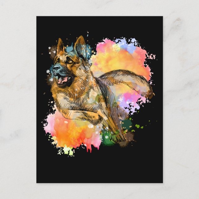 German Shepherd Colorful Dog Lover Postkarte (Vorderseite)
