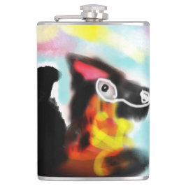 German Shepherd  colorful Flachmann