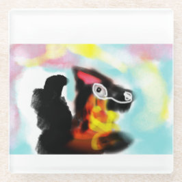 German Shepherd  colorful Glasuntersetzer