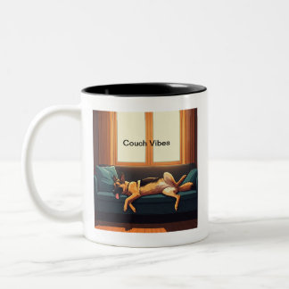 German Shepherd Couch Vibes Zweifarbige Tasse