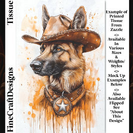 German Shepherd Cowboy Sheriff Dog DP2L Decoupage Seidenpapier