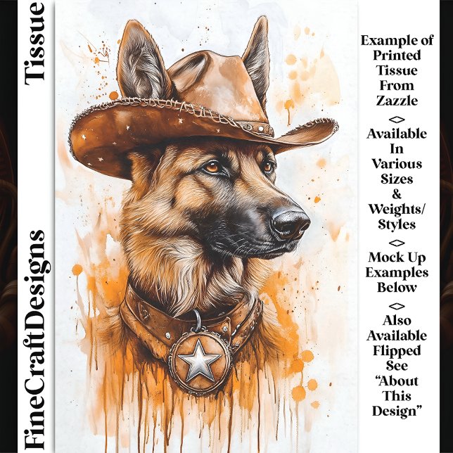 German Shepherd Cowboy Sheriff Dog DP2R Decoupage Seidenpapier (Von Creator hochgeladen)