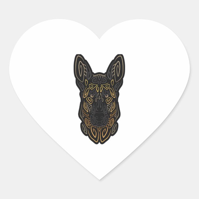 German Shepherd Design German Shepherd Gifts Dog O Herz-Aufkleber (Vorderseite)